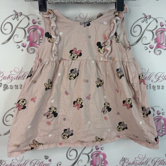 Disney Other - Disney H&M polka dot key hole back detail Pink Minnie Mouse Kids baby ruffle